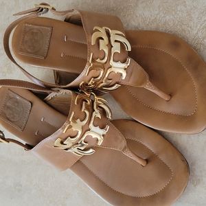 Tory Burch versital tan sandles.